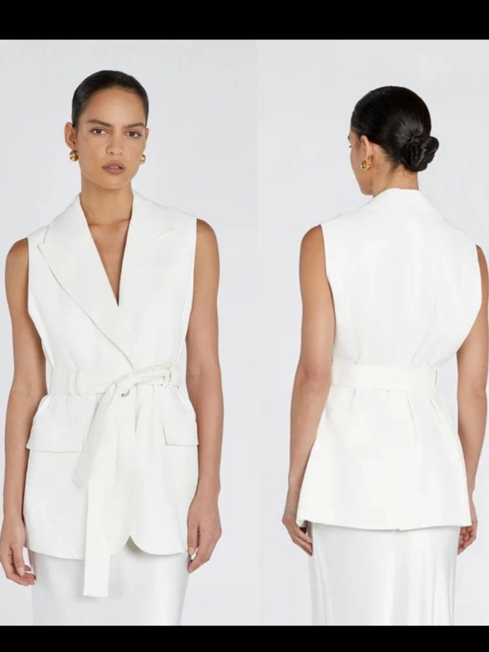 DISSH Sloan White Sleeveless Linen Blend Vest Size 4